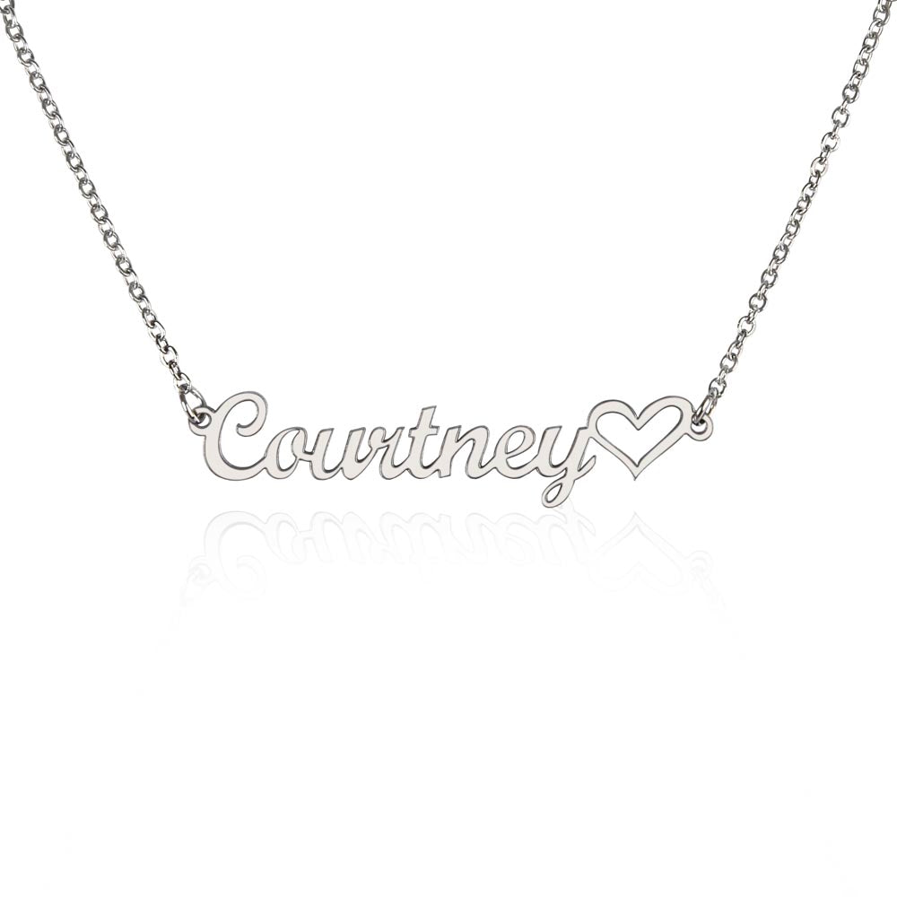 "Personalized Charm: [Name] + Heart Necklace"